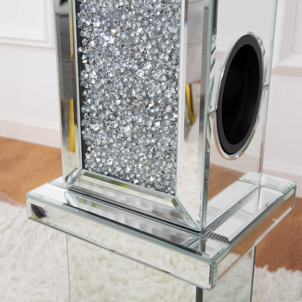 UK style hot sales crushed diamond floating silver mirrored wine bottle holder