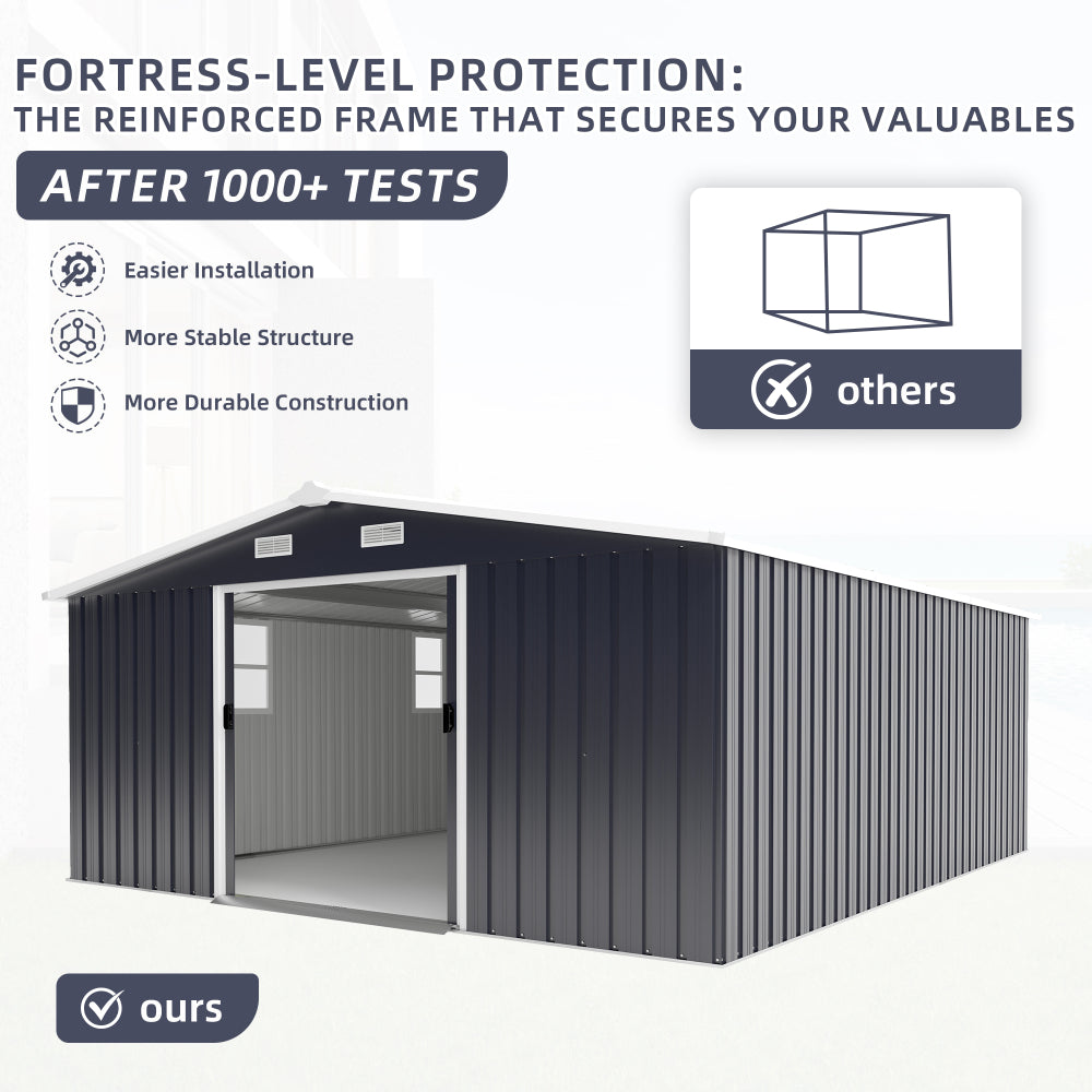 Campcraft 10*12ft 0.25mm color steel plate, surface protective film, Two daylight Windows, A practical and thoughtful gift,two colors can be freely selected storage sheds