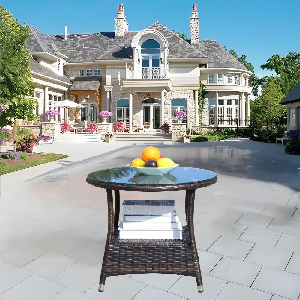 Outdoor patio Furniture 1 Coffee Table with clear tempered glass