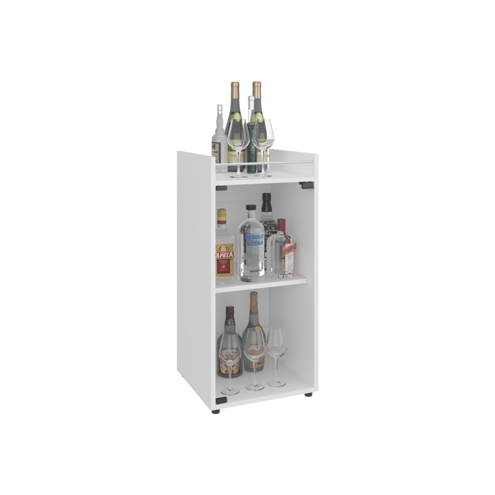 Bar Cabinet, 1 Glass Door, 3 Shelves, White