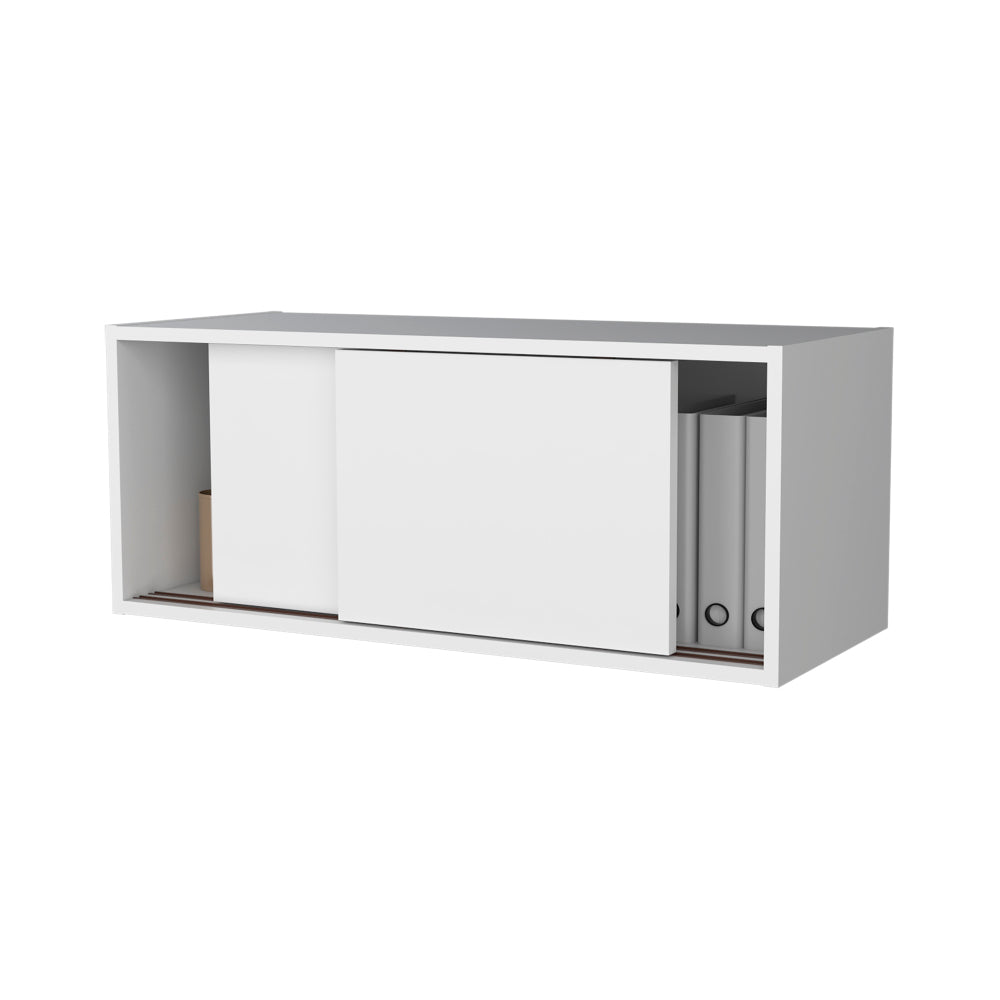 Anegam Floating Cabinet with Sliding Door, White