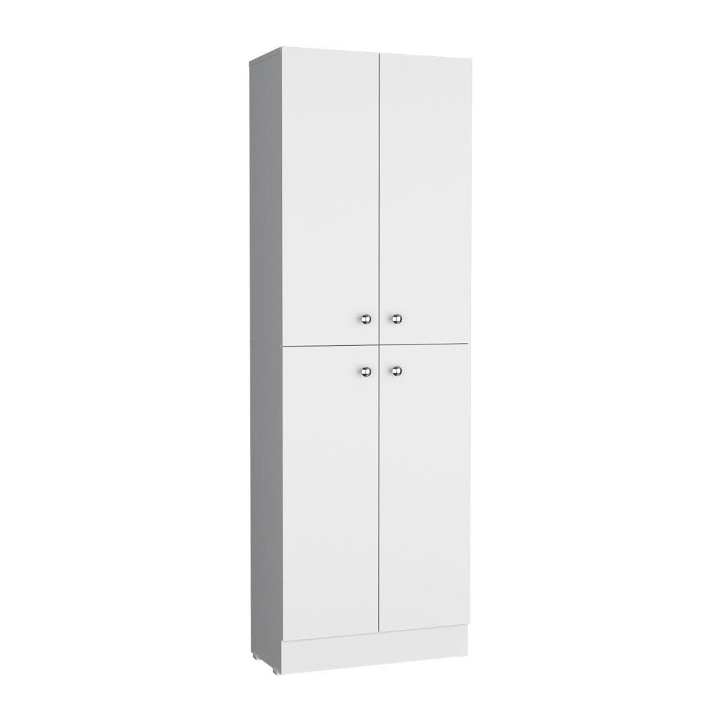 Kitchen Pantry 71" H, 4 Doors, 5 Adjustable Shelves, Laundry, White