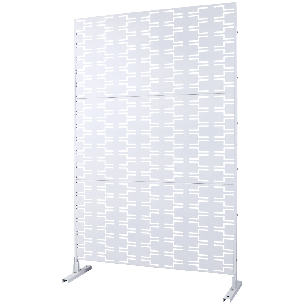 Outdoor & Indoor Privacy Screen Metal Privacy Screen 76" H×48" W, Freestanding Decorative Privacy Screen for Deck Balcony Patio, Privacy Fence Panels for Outside Lawn Garden PS112 WHITE