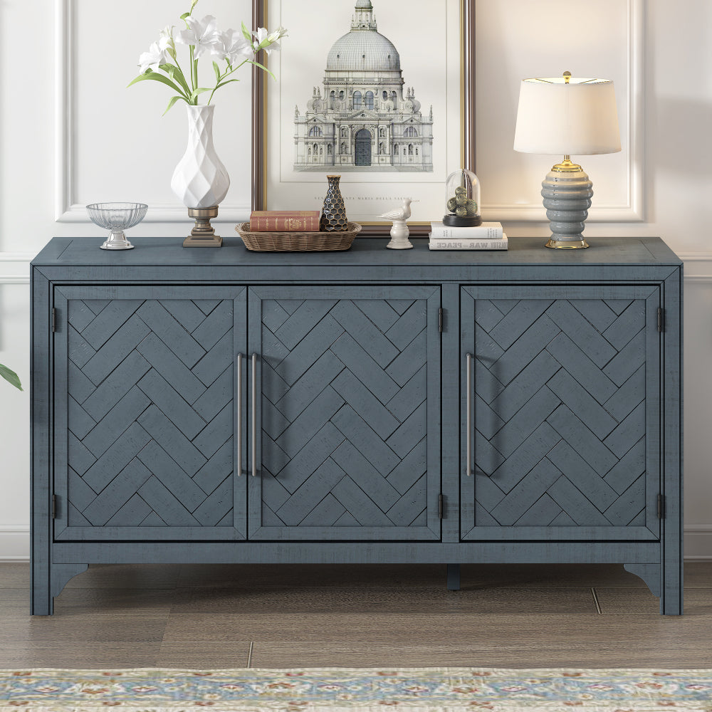 U_Style Designed Storage Cabinet Sideboard with MDF+Pine veneer , Adjustable Shelves, Suitable for Living Rooms, Entrance and Study Rooms.