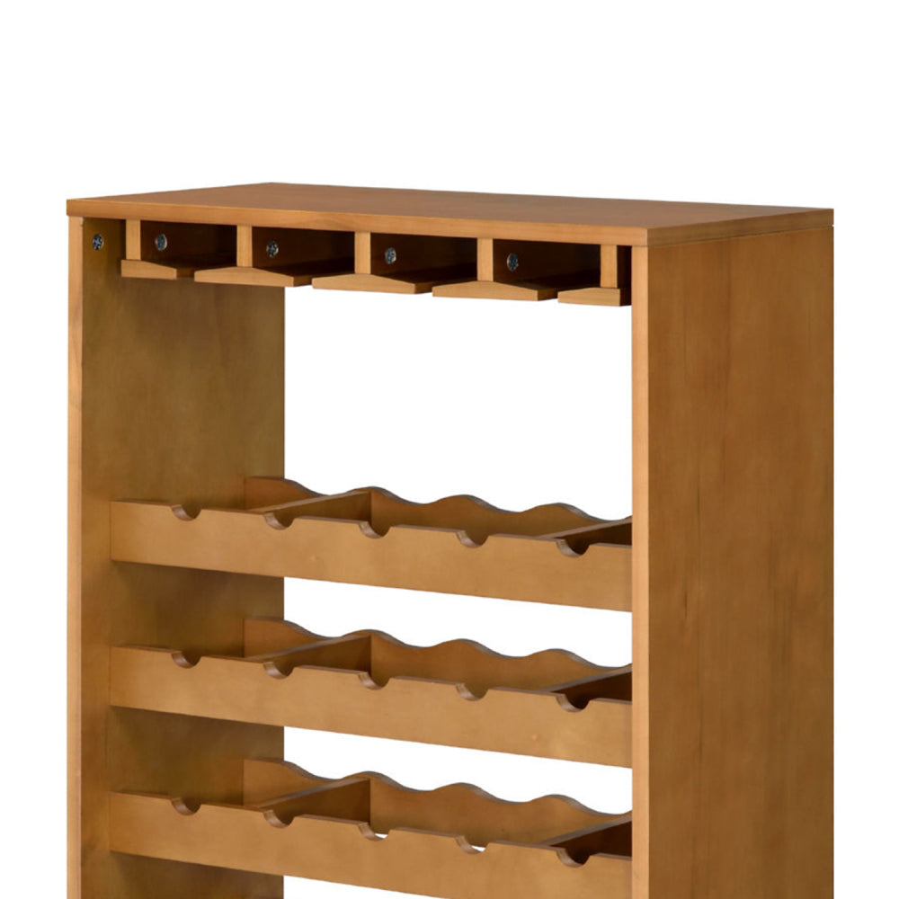 Wooden Wine Rack with 7 Tier Shelf, Oak