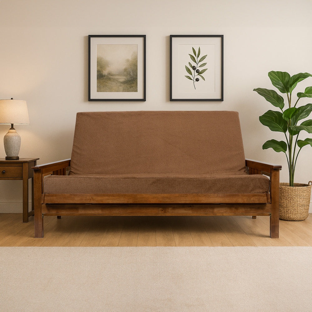 Memory Foam Infused Futon Mattress Full Size – Washable Removable Cover, Heavy-Duty Zipper, Thick Foldable Sofa Bed Cushion for Guest Room, Apartment, Dorm (Frame NOT Included)