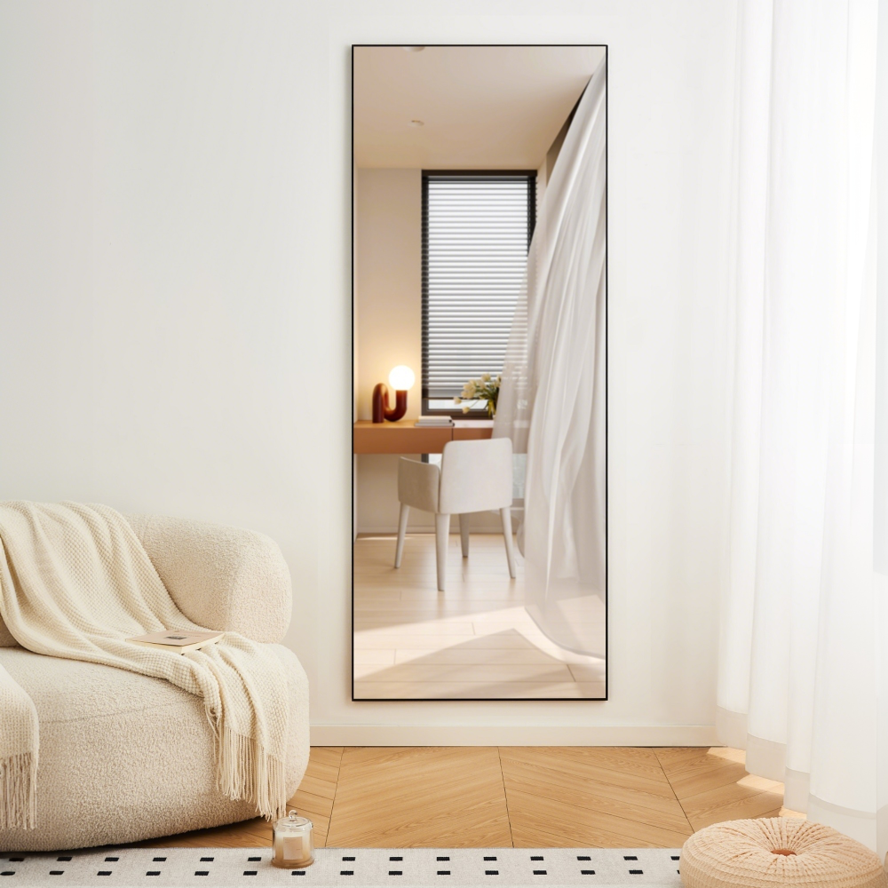 70" x 31" Full Length mirror black Aluminum Alloy Frame, leaning or Wall Mounted, High Definition, Shatter-Proof, Ideal for Bedroom, Living Room, Corridor - Modern Home Decor