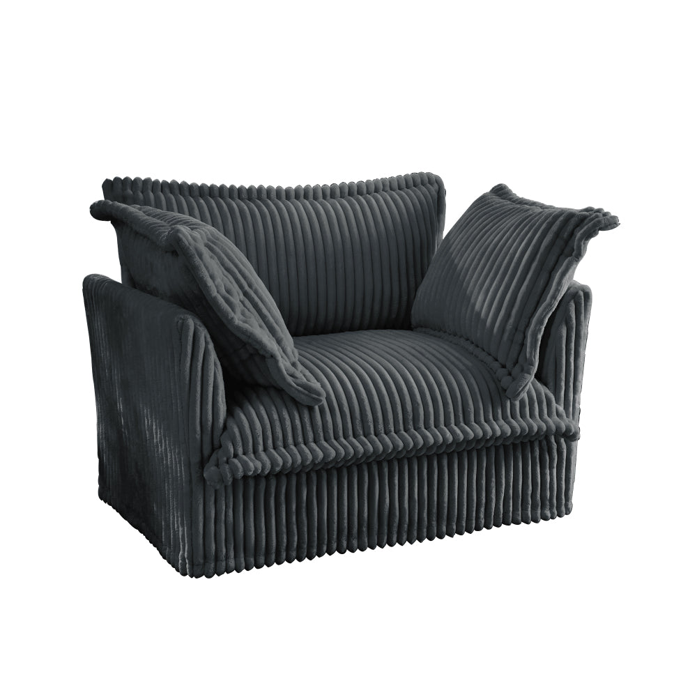 Set of 2 Slipcovered Armchairs,Deep Seat Accent Chair Set for Living Room, Reading Room, Bedroom and Working Spaces,Armchair Sets with Large Soft Pillows,Gray Corduroy Fabric