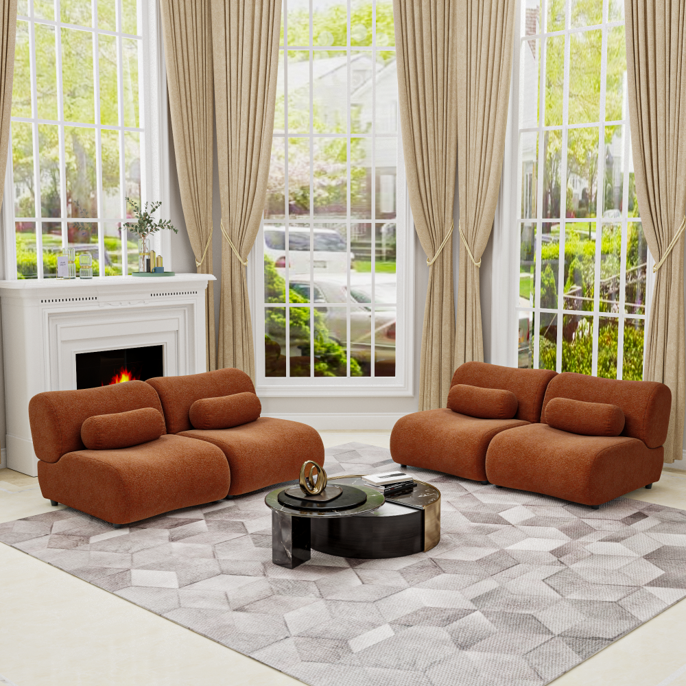 Contemporary Green Modular Sofa with Plush Chenille Upholstery - 3-Seat Sectional with Deep Seating & Soft Backrest - Perfect for Living Room Decor