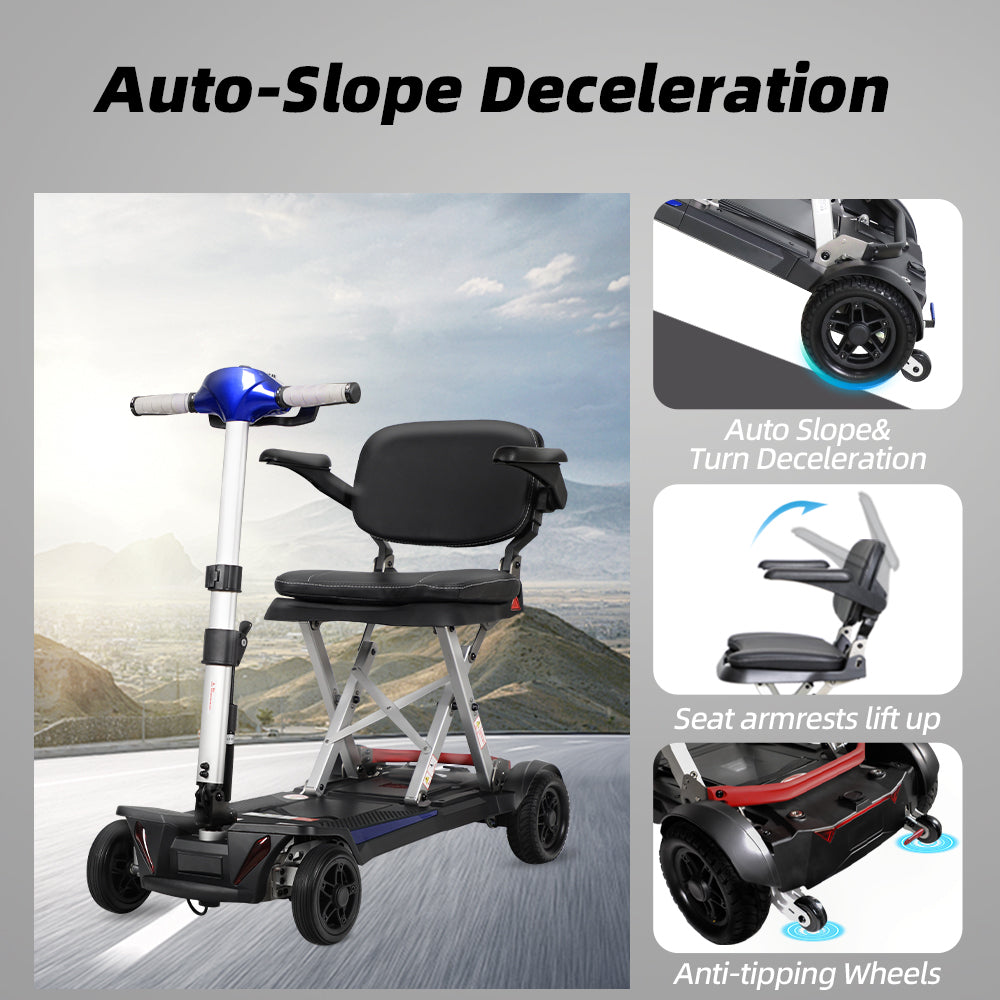 Manaul Folding Scooter M2085 Blue with 26.5 AH Battery and Travel range 24 Miles