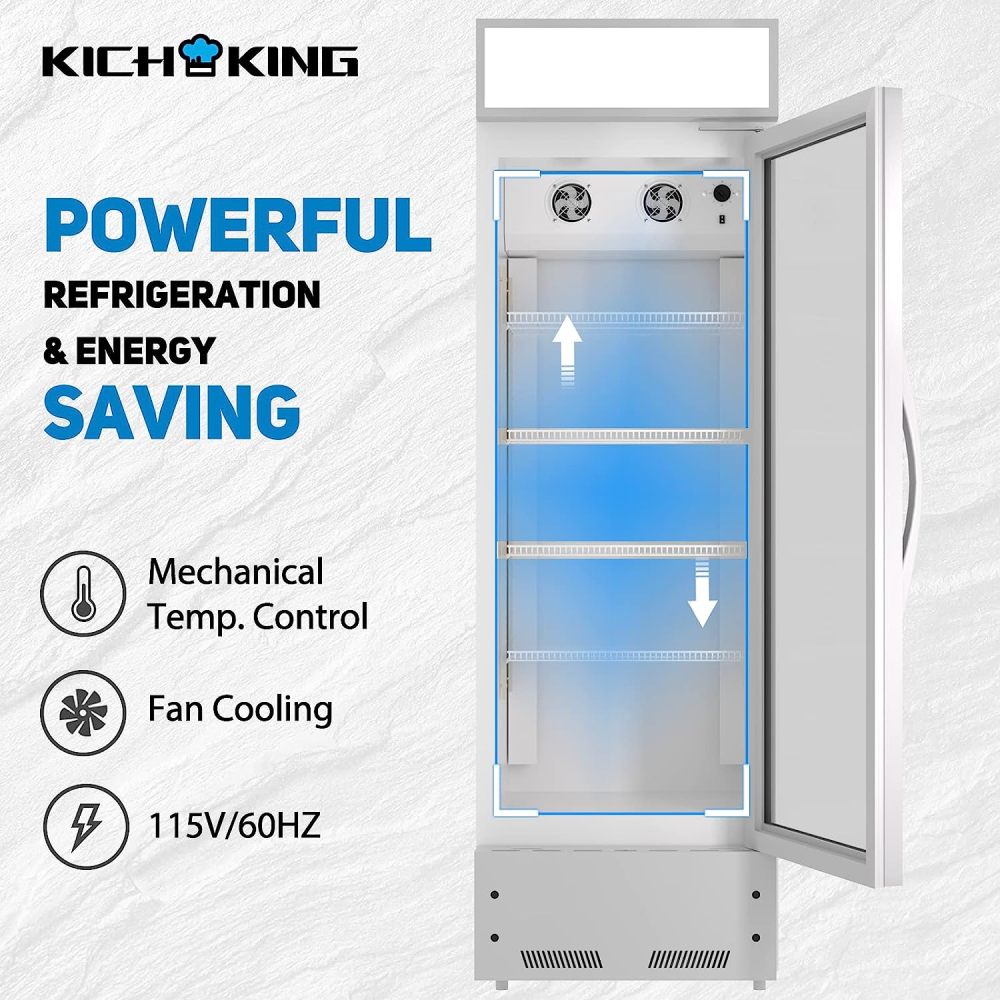 8 Cu.ft Merchandiser Refrigerator, 35~46℉, 21.7" W Glass Door Upright Display Refrigerator, Beverage Cooler, LED Lighting, Drink Fridge-Black, for Home Restaurant Grocery Silver