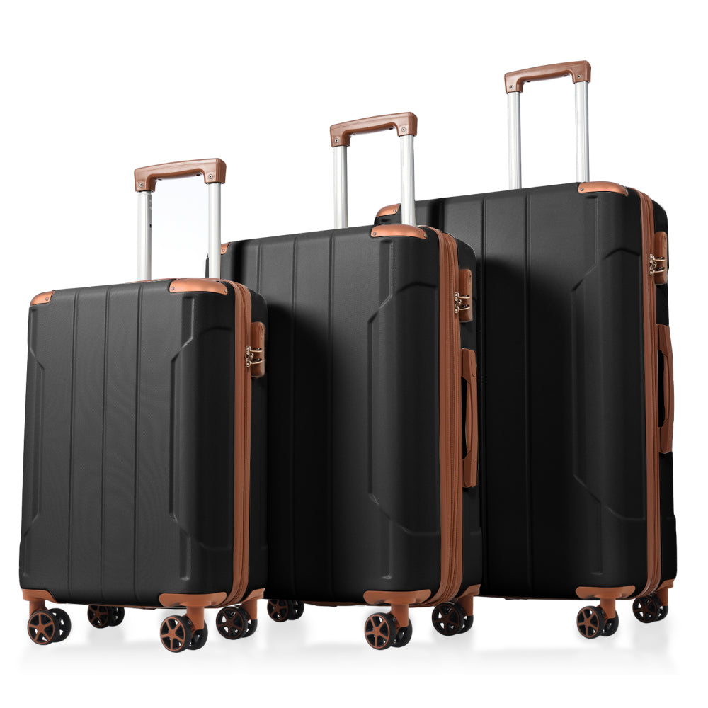 Luggage Sets 3 Piece, Hard shell ABS Lightweight Durable Suitcases with Double Spinner Wheels 20/24/28 Inch (Green)