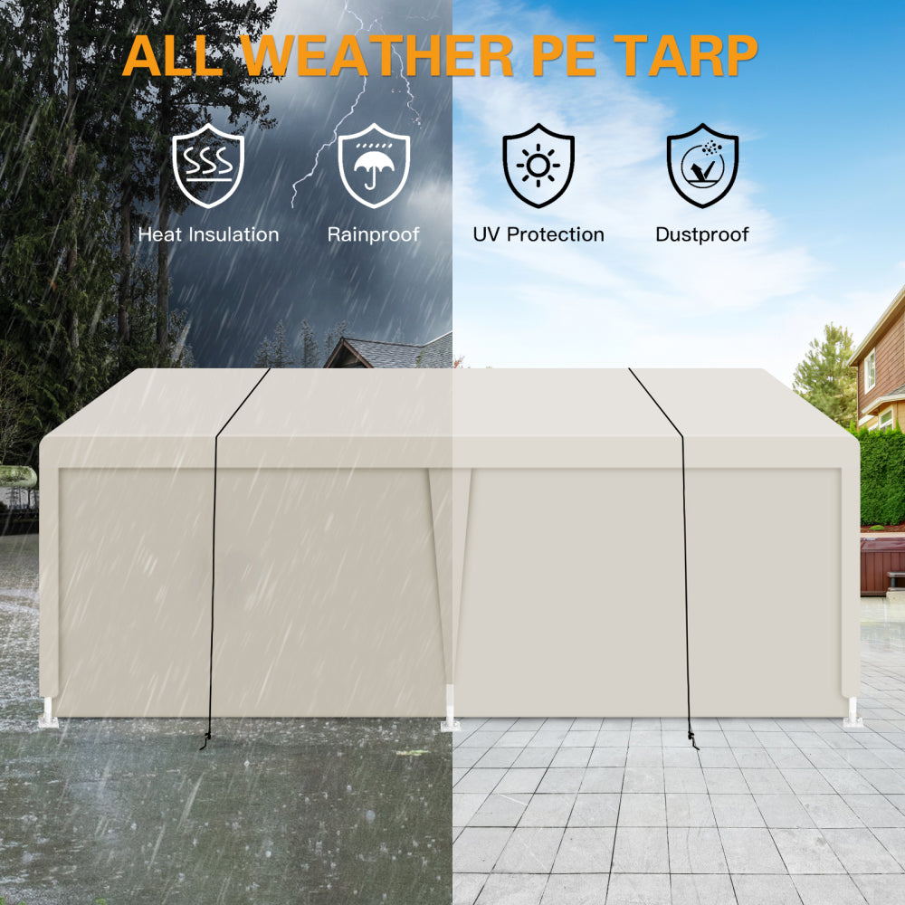 Carport, 12×20 Heavy Duty Portable Carport Garage Tent for Outdoor Storage Shelter white