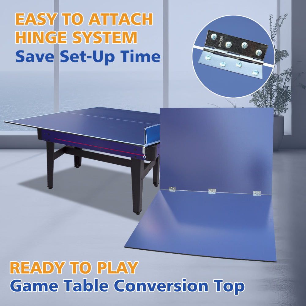 6*3ft Blue Mid-Size Ping Pong Conversion Top Foldable & Portable Table Tennis Table Top for Indoor Games