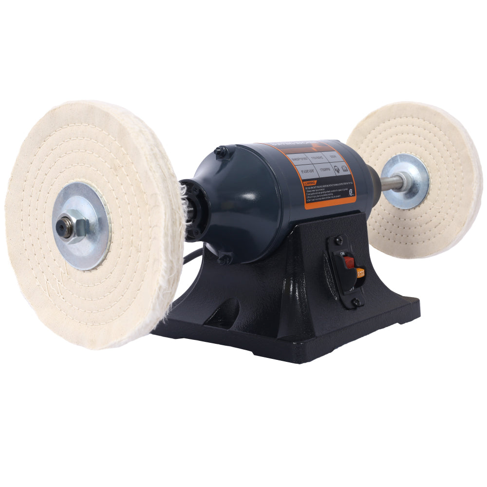 Extra long 8-Inch Electric Polisher Bench Buffer Grinder -4 Pole motor; Includes 4PCs 80Ply Thic Buffing Wheels for Polishing Metal, Jewelry, Knives, Wood, Jade,etc. CSA Certificated