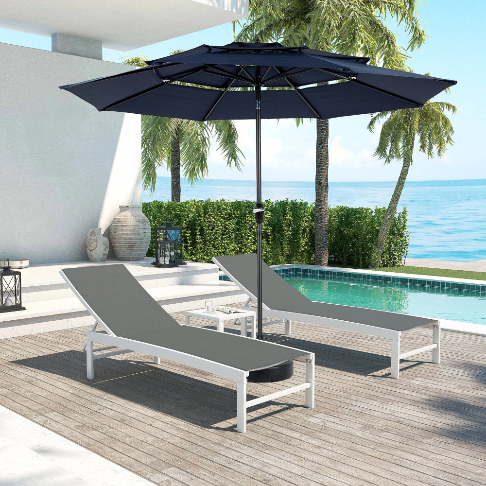 9FT Outdoor Patio Umbrella Outdoor Table Umbrella with Push Button Tilt and Crank, Market Umbrella 6 Sturdy Ribs , Deck, Backyard, Pool (Base Not Included) - ( Blue )