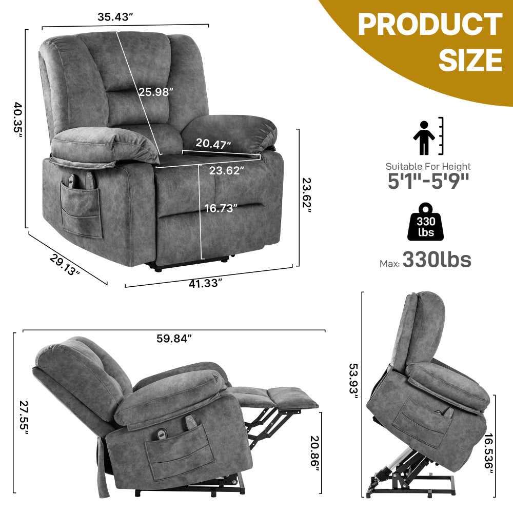 Power Lift Recliner Chair Sofa for Elderly with Massage