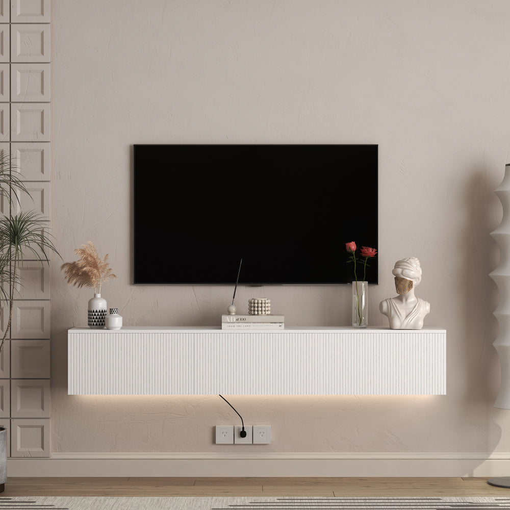 Floating TV Stand Wall Mounted with 16 Color LEDs,63" Modern TV Stand, Floating TV Cabinet Entertainment Center for 55 60 65 Inch TV,Black