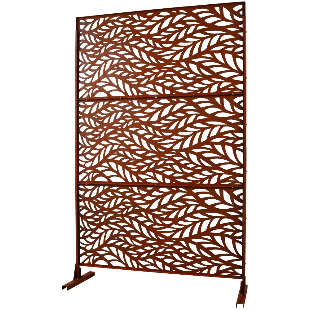Outdoor & Indoor Privacy Screen Metal Privacy Screen 76" H×48" W, Freestanding Decorative Privacy Screen for Deck Balcony Patio, Privacy Fence Panels for Outside Lawn Garden PS110 RUSTY