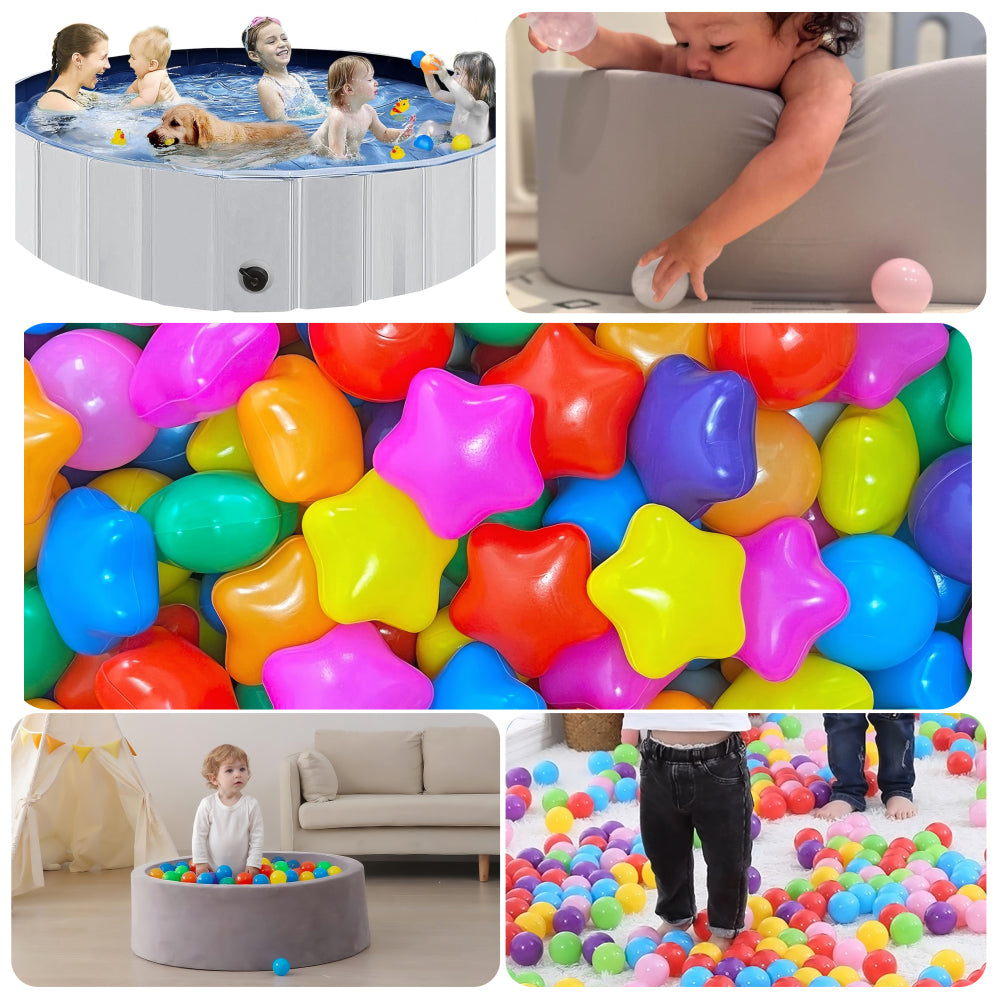 Ball Pit Star Balls 500 Count for Kids, Colorful Phthalate Free BPA Free Baby Toddler Play Balls for Kids Toddlers - Safe, Crushproof, Lightweight, Durable Spheres-rainbow
