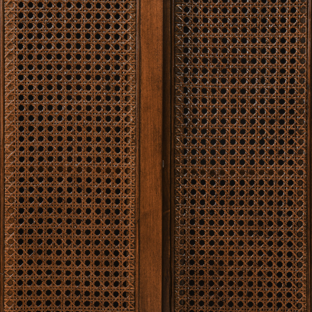 Mid Century Modern Rattan Sideboard Cabinet, Buffet Cabinet for Entryway Hallway Living Room Kitchen Dining Room, Adjustable Shelf & Solid Wood Feet & Rattan Cabinet Doors - Dark Wood
