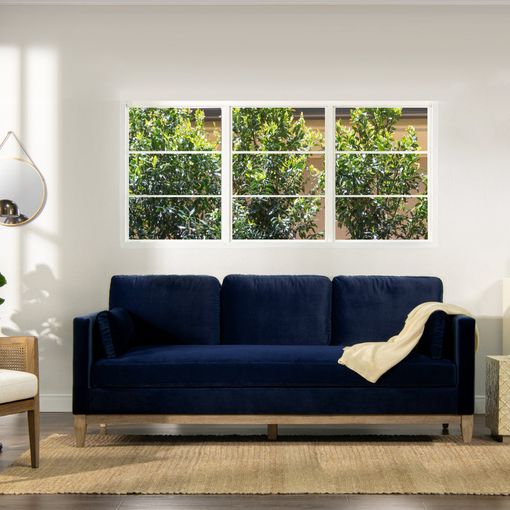 Knox 89" Modern Farmhouse Reversible Chaise Sectional Sofa, French Beige Performance Velvet