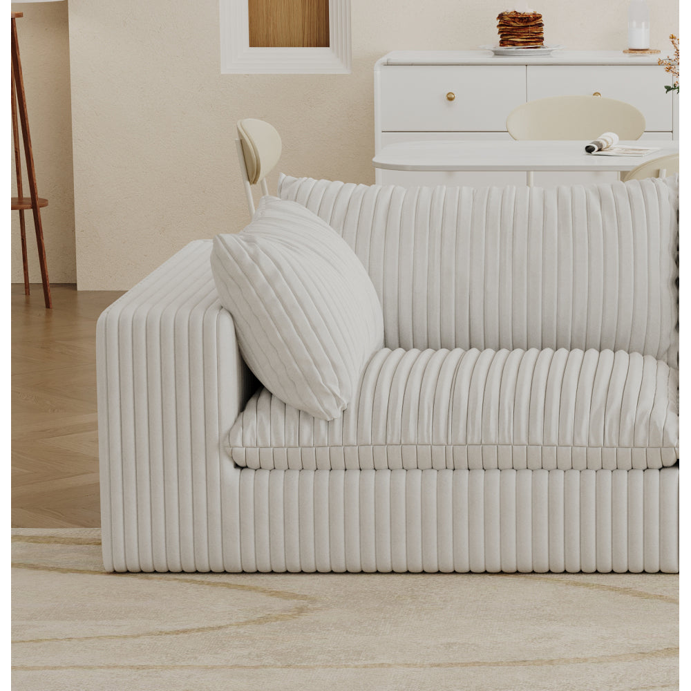 Cloud Sofa,Corduroy Fabric,Deep Seat Couches,Double-layer design,Removable Cushion,No Assembly, DIY Combination for Living room, Bedroom,Conference room ,Apartment,White