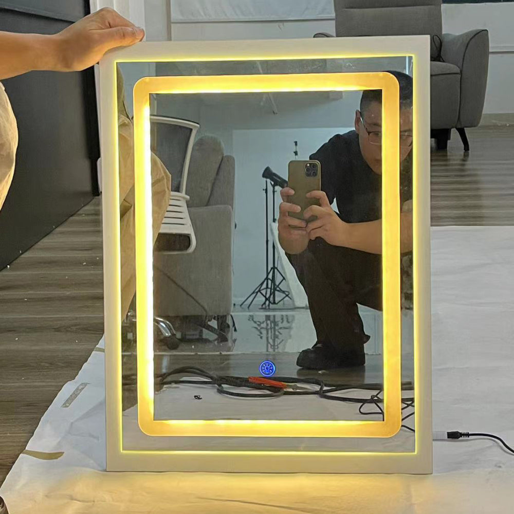 16" x 21" Small Size Touch Control Sliding LED Mirror, Tri-color Switching, Brightness Adjustable