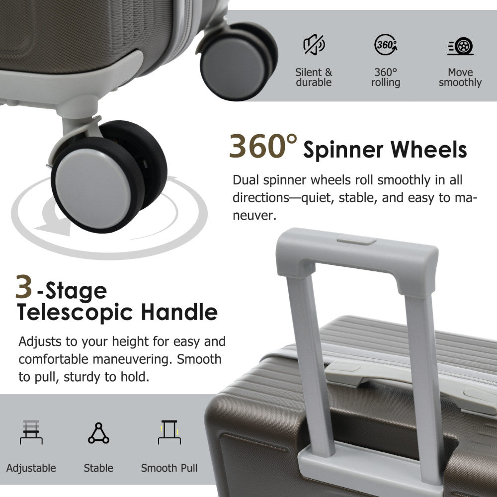 Luggage Set 3 Piece, Lightweight Durable ABS Suitcases with Spinner Wheels and TSA Lock, Carry-on & Checked Travel Luggage (20"/24"/28")