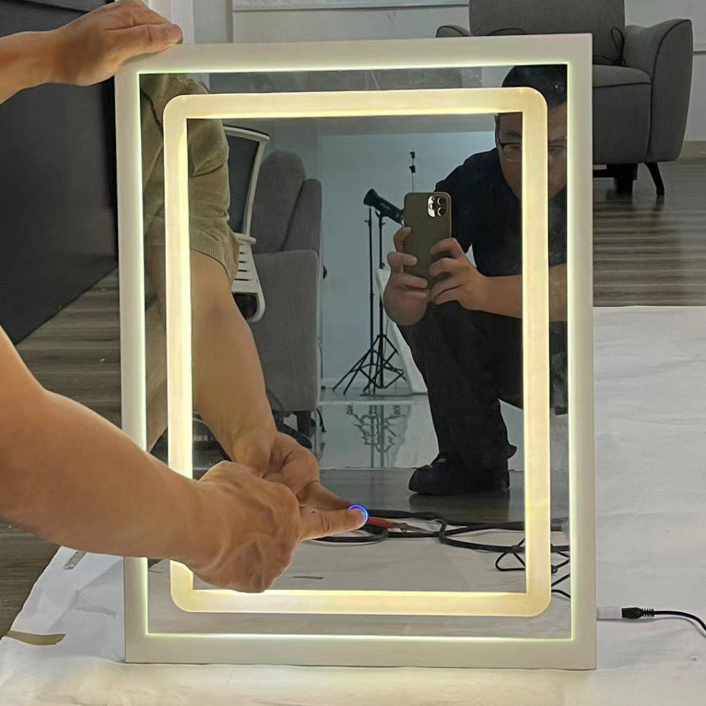 16" x 21" Small Size Touch Control Sliding LED Mirror, Tri-color Switching, Brightness Adjustable