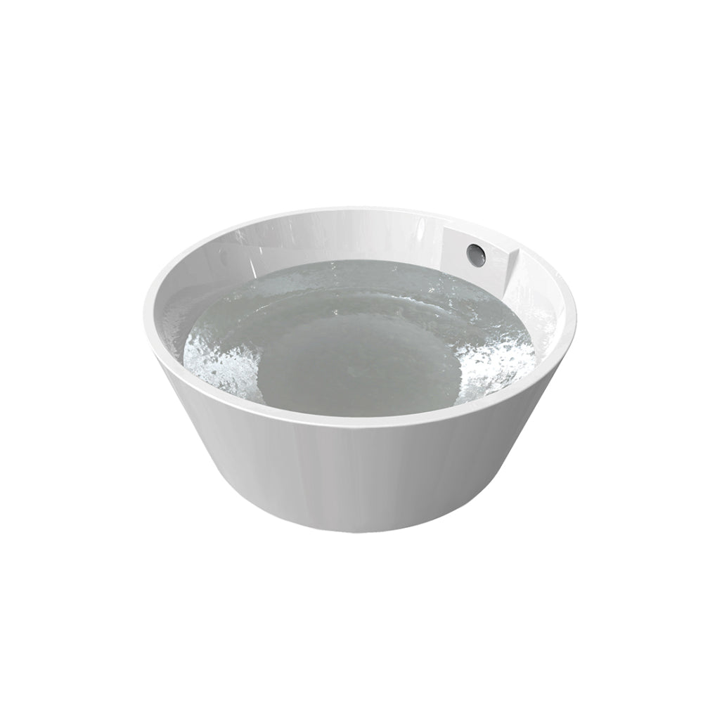 DAX Round Freestanding Acrylic Bathtub - Glossy White - 57" diameter