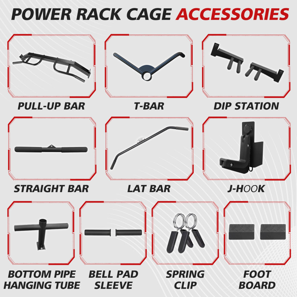 Power Cage, Multi-Function Power Rack with Adjustable Cable Crossover System and More Training Attachment, Weight Cage for Home Gym