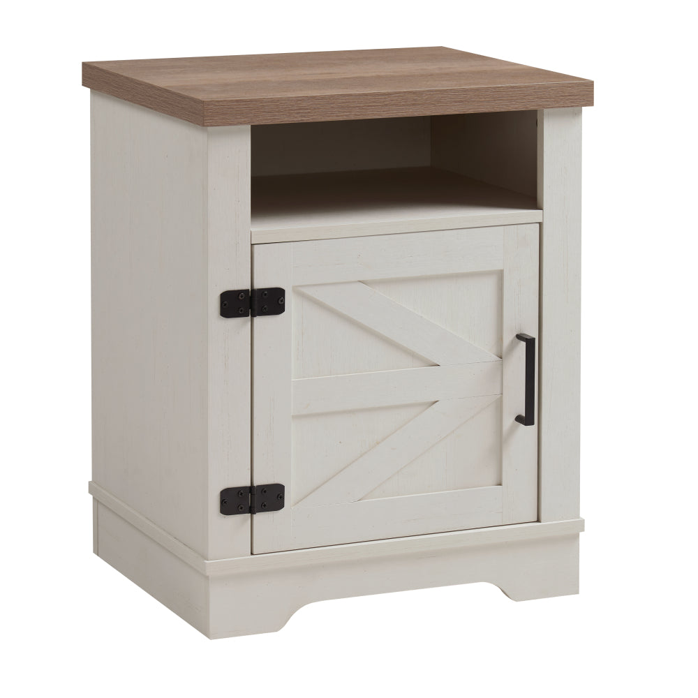 Farmhouse Nightstand , Beside Table with Barn Door, Modern End Side Table with Storage for Bedroom, Office