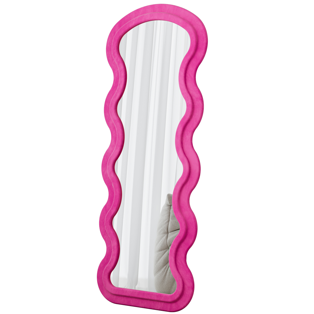 Flannel Full Length Wave rose Floor Mirror for Bedroom living room Hanging or Against The Wall