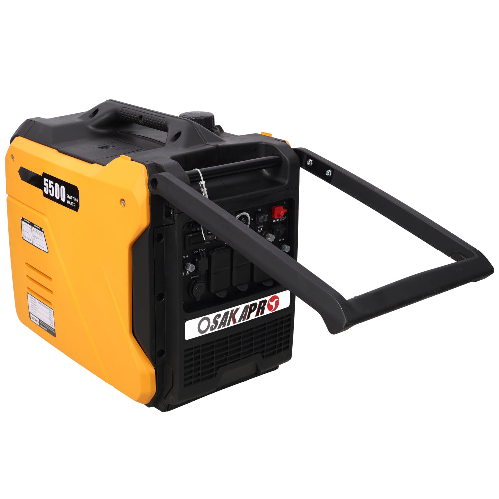 Super quiet Inverter Generator 5.5KW portable generator electric&remote start, foldable handle with wheels, 224cc 4 stroke EPA compliant