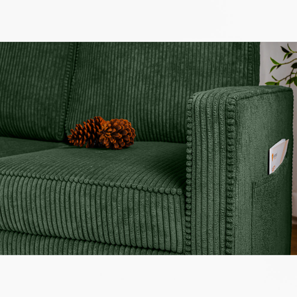 Retractable 3 Seater Sofa, Easy To Assemble, Suitable For Living Rooms, Apartments And Flexible Sofas For Small Spaces, Olive Green Corduroy