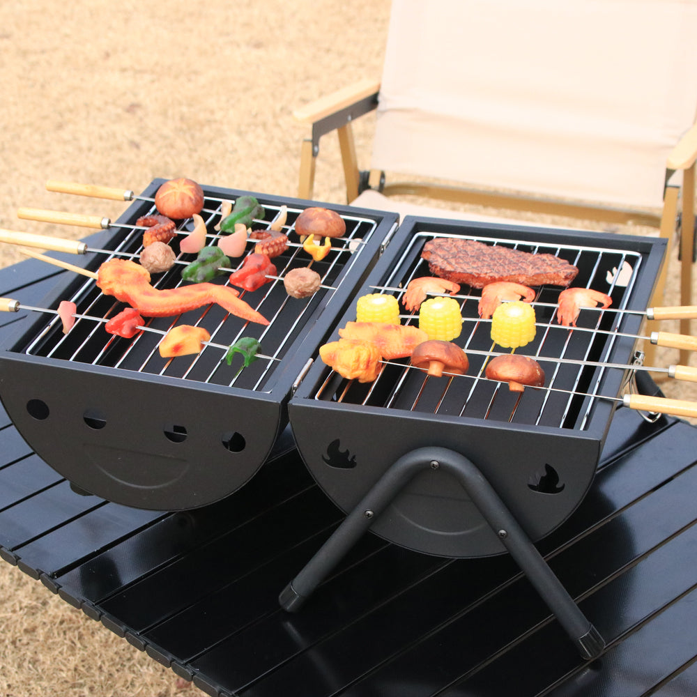 Portable Charcoal Grill with , Small Tabletop Barbecue Grill for Outdoor Camping Backyard Party BBQ Cooking, Extra Thick Steel & Heavy Duty, Innovative Design & Easy Assembly