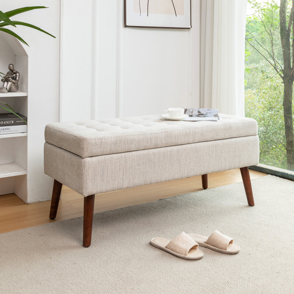 Storage Bench with Storage Bench for Bedroom End of Bed Bench Foot of Bed Bench Entryway Bench Storage Ottoman Bench 43.7" W x 18.1" D Black Linen Bench