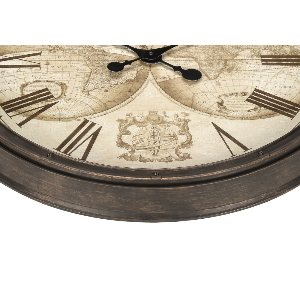 Clocks, 20" Round, Wall Clock, Antique Brown, Transitional