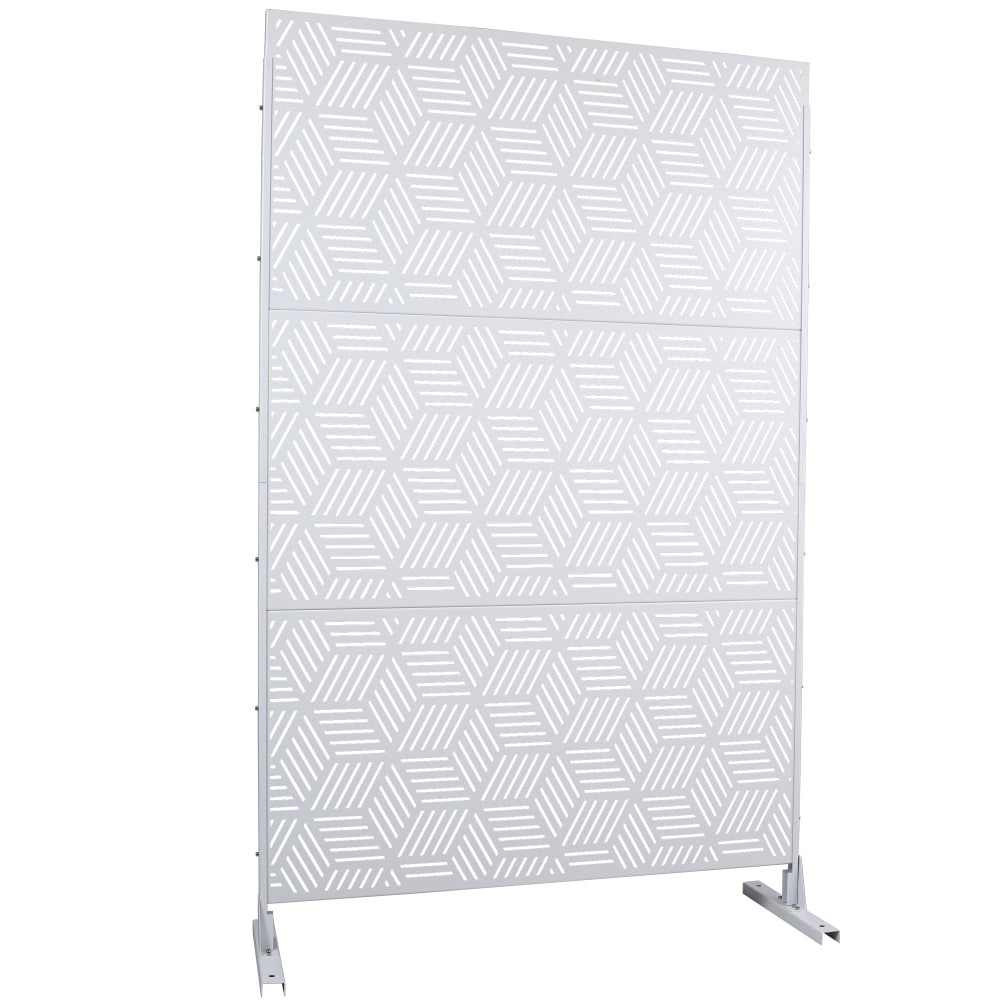 Outdoor & Indoor Privacy Screen Metal Privacy Screen 76" H×48" W, Freestanding Decorative Privacy Screen for Deck Balcony Patio, Privacy Fence Panels for Outside Lawn Garden PS116 WHITE