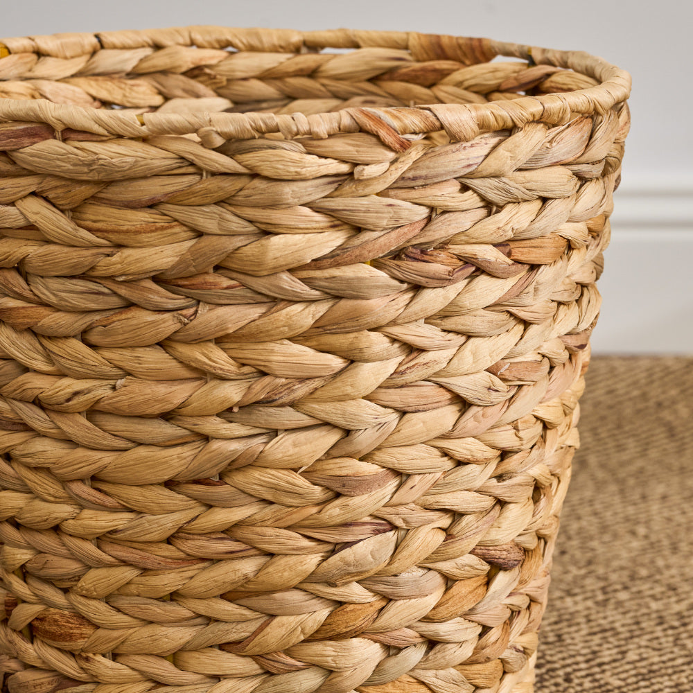 Water Hyacinth Woven Round Multi Use Kitchen and Bathroom 14" / 12" / 10" Basket Natural Brown