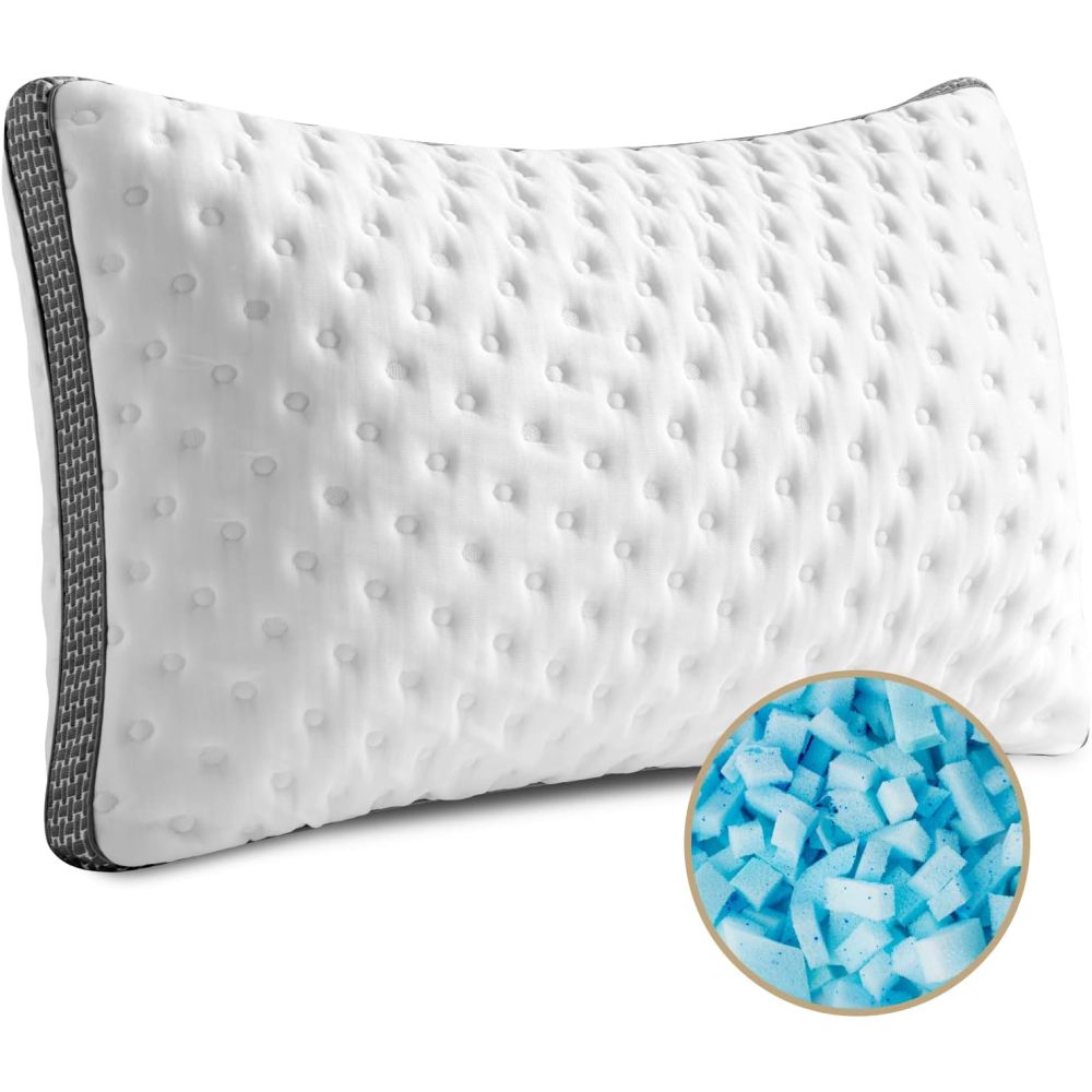 Cooling Pillow Queen Size 1 Pack, Cooling Gel Memory Foam Bed Pillow, Medium Firm Pillow for Sleeping, Cooling & Smooth Washable Cover, CertiPUR-US Certified