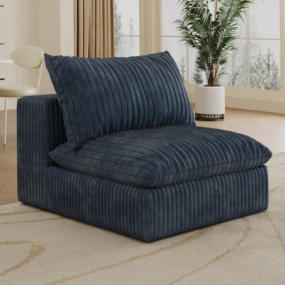 Cloud Sofa,Corduroy Fabric,Deep Seat Couches,Double-layer design,Removable Cushion,No Assembly, DIY Combination for Living room, Bedroom,Conference room ,Apartment,White