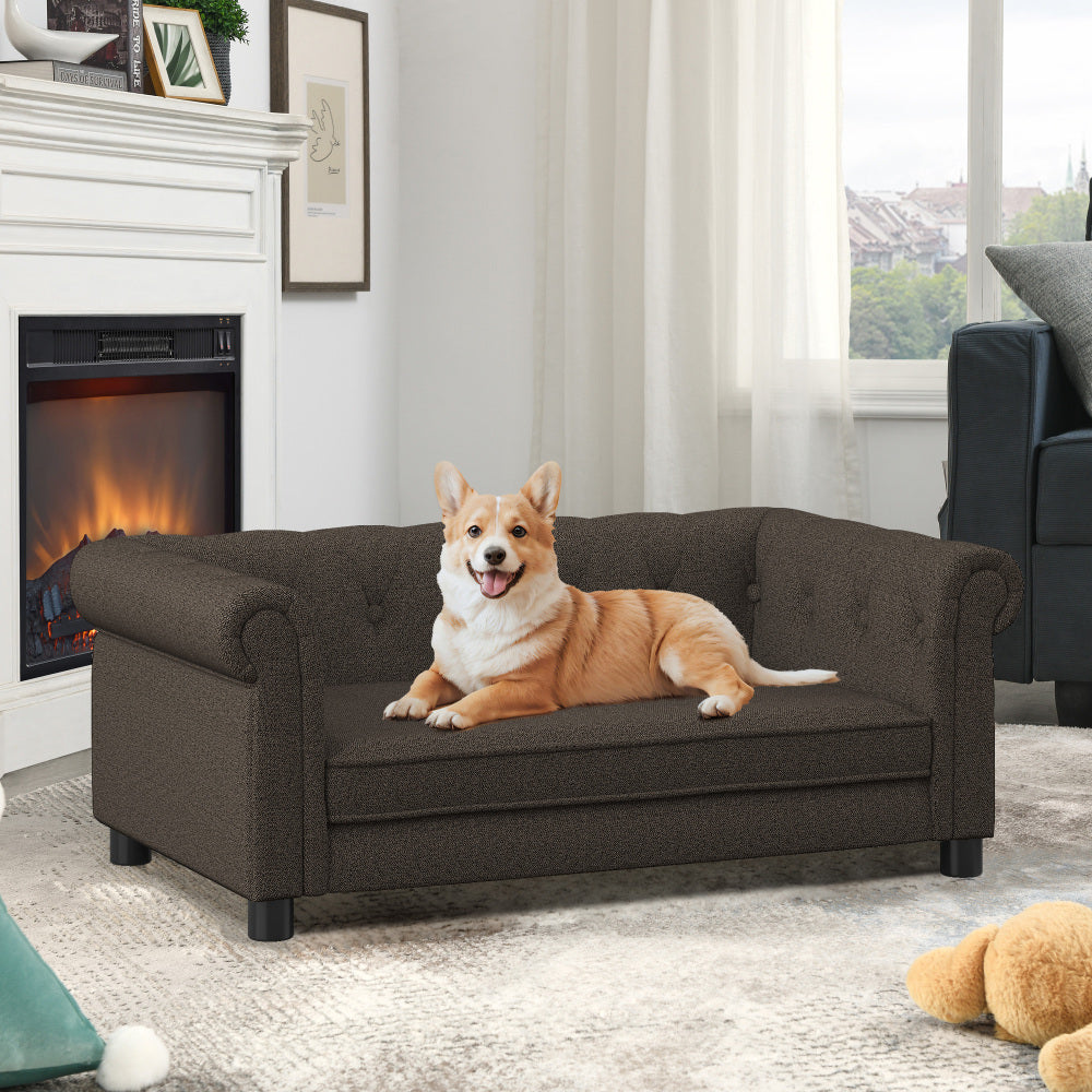 Elegant Rectangle Pet Bed for Small and Medium Dogs, Durable Elevated Dog Sofa Bed, Comfortable Dog Couch, Modern and Stylish Dog Sofa for Small and Medium Dogs,Dark grey