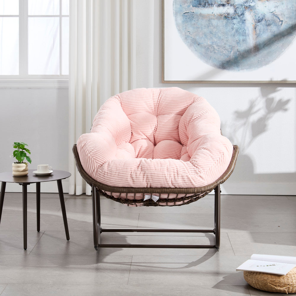 Outdoor Rattan Rocking Chair,Padded Cushion Rocker Recliner Chair Outdoor for Front Porch, Living Room, Patio, Garden,
Pink