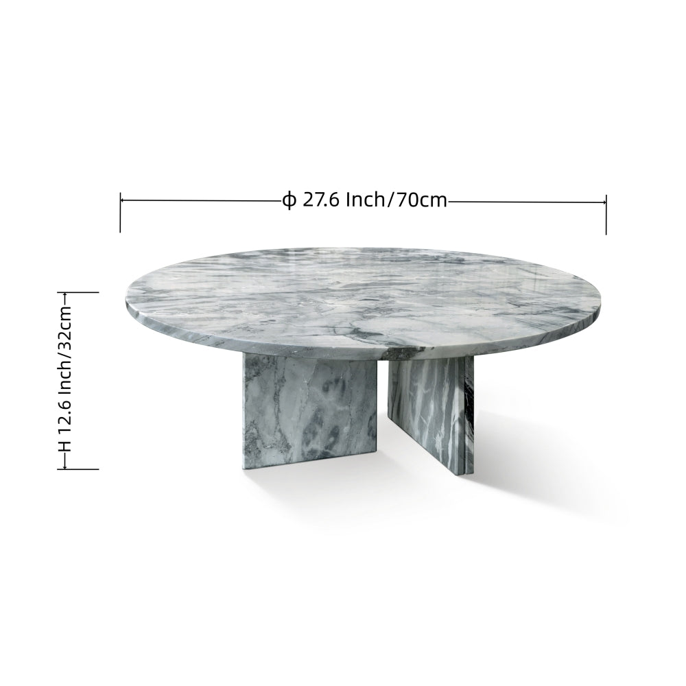 Blue gray natural marble coffee table, small table, living room table, natural stone, Ø27.6 h12.6 Inch/Ø70 h32 cm, genuine marble, real marble