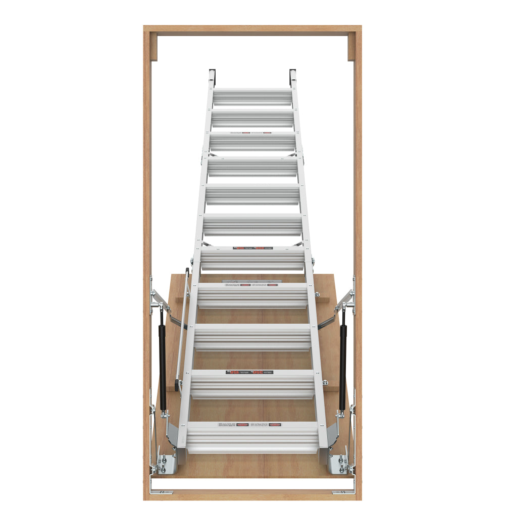 Household Aluminum Attic Ladder 25" x 54" ,350lbs Capacity, 7-10 ft Ceiling Height
