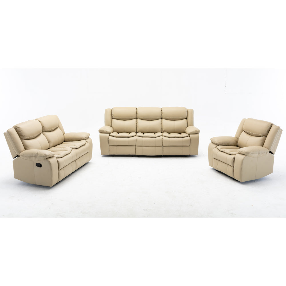 1+2+3 Manual recliner loveseat reclining sofa set, Cream