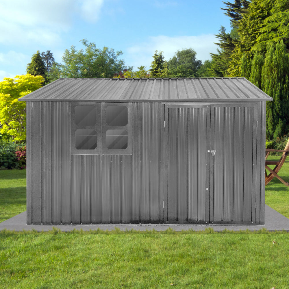 Metal garden sheds 10ftx8ft outdoor storage sheds white+coffee with window