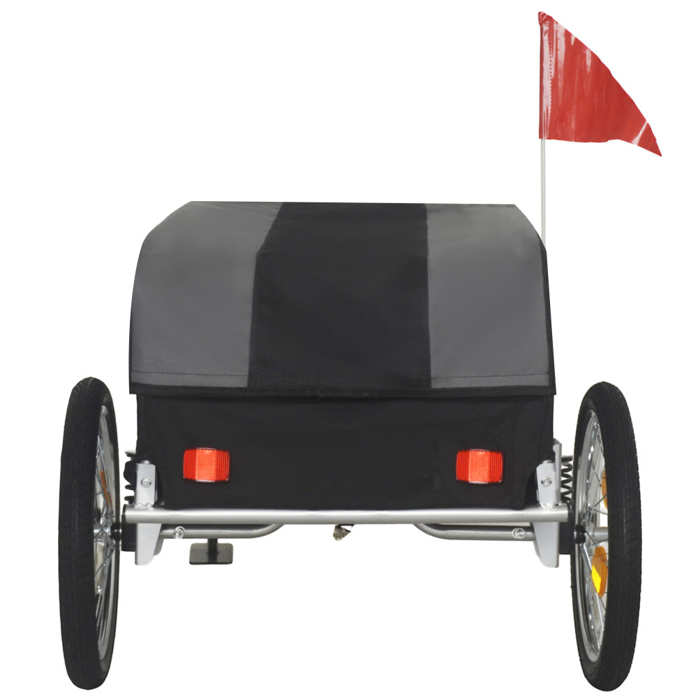Heavy-Duty Bike Cargo Trailer with Removable Waterproof Cover – 88 lbs Capacity, 16" All-Terrain Wheels & Foldable Design for Camping, Groceries, gray black